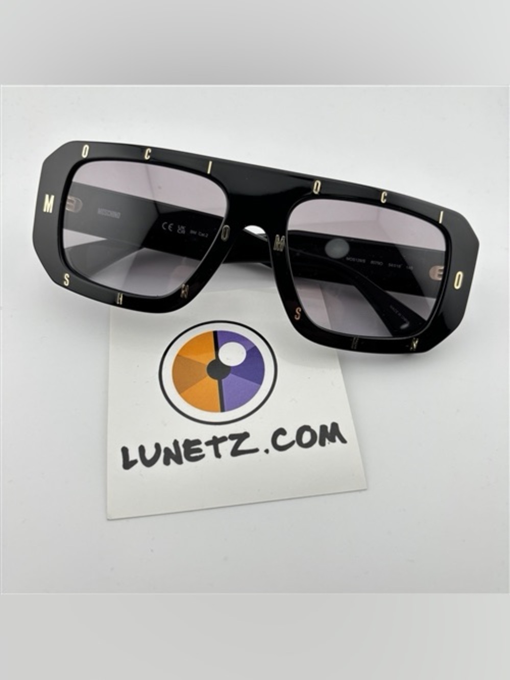 Moschino Black Square Sunglasses with Gradient Smoke Lenses
